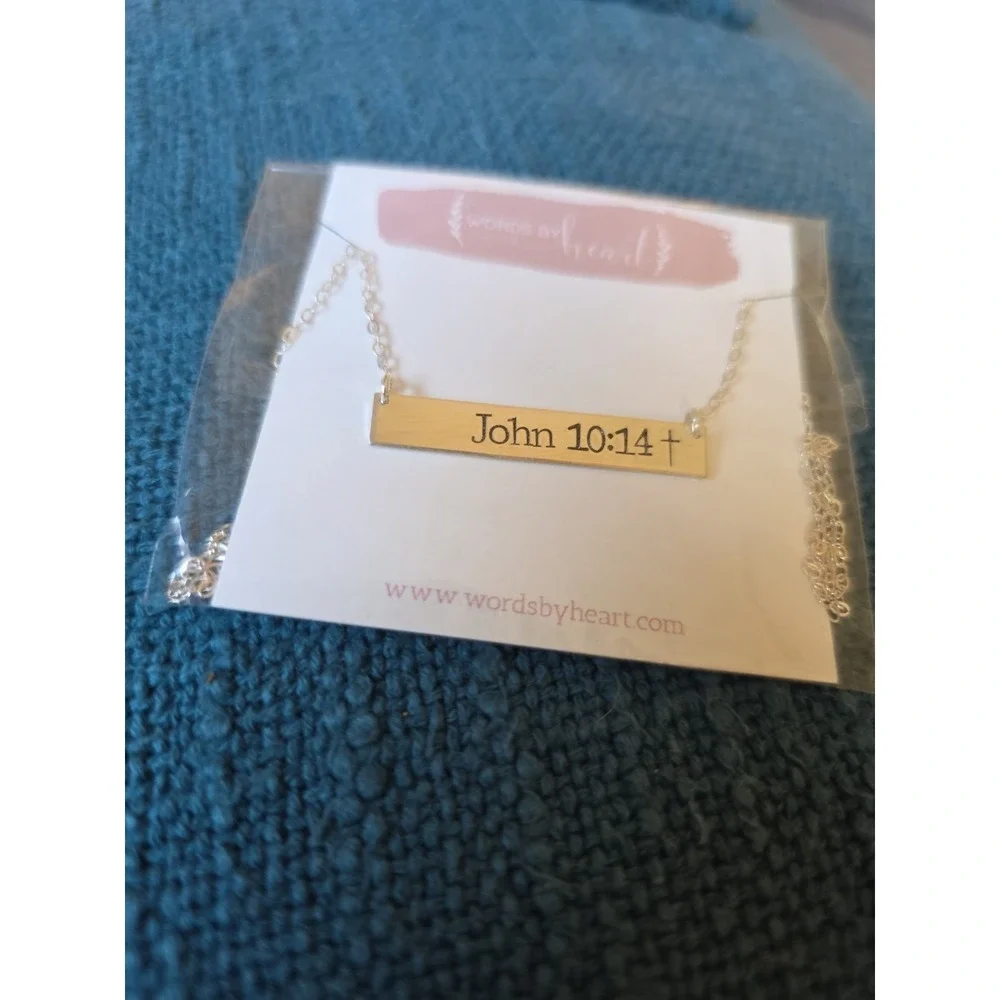 Word By Heart Necklace Sterling Silver 14K Gold Filled John 10:14 Christian